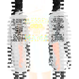 Cute Blessed Mama Highland Cow Mom Sunflowers Women's Oversized Comfort T-Shirt Back Print - Monsterry