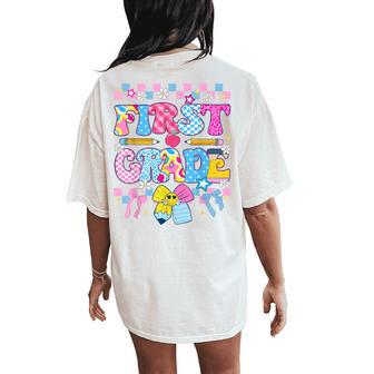 Cute First Grade Teacher 1St Grade Boys Girls Back To School Women's Oversized Comfort T-Shirt Back Print - Thegiftio UK