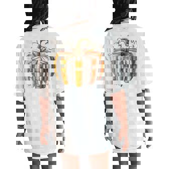 Fall Book Pumpkin Fall Librarians Bookworm Teachers Students Women's Oversized Comfort T-Shirt Back Print | Mazezy