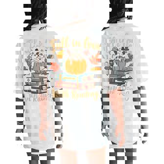 Fall In Love With Reading Autumn Librarian Cute Book Lover Women's Oversized Comfort T-Shirt Back Print - Thegiftio