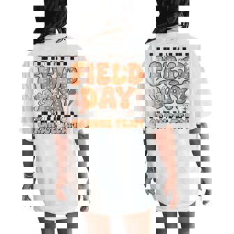 Field Day Orange Team Groovy Smile Face Checkered Students Women's Oversized Comfort T-Shirt Back Print | Mazezy