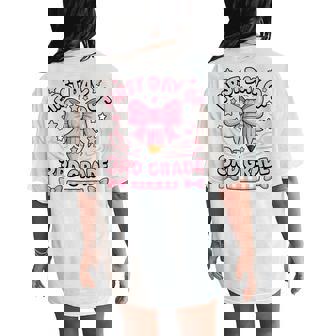 First Day Of 3Rd Grade Pink Pencil Bow Girl Back To School Women's Oversized Comfort T-Shirt Back Print | Mazezy