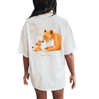 Our First Mother's Day Matching Lioness Mom Baby First Time Women's Oversized Comfort T-Shirt Back Print - Thegiftio UK