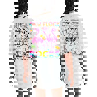 Our Flock Rocks Flamingo Summer Vacation Family Matching Women's Oversized Comfort T-Shirt Back Print - Thegiftio