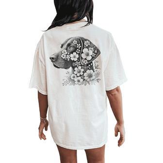 Floral German Shorthaired Pointer Gsp Dog Flower Idea Women's Oversized Comfort T-Shirt Back Print - Thegiftio UK