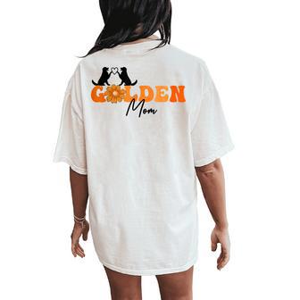 Flower Mama Golden Retriever Cute Mother's Day Golden Mom Women's Oversized Comfort T-Shirt Back Print - Thegiftio UK