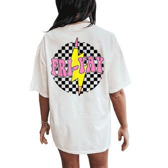 Fri-Yay Happy Friday Weekend Teacher Back To School Women's Oversized Comfort T-Shirt Back Print - Thegiftio UK