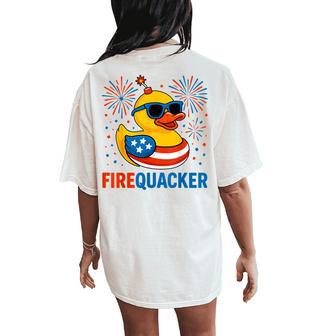 4Th Of July Duck Firequacker Patriotic Fourth Of July Women's Oversized Comfort T-Shirt Back Print - Thegiftio UK