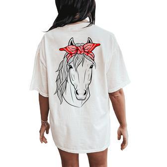 Horse Lovers Red Bandana Print For Girls & Women Women's Oversized Comfort T-Shirt Back Print - Thegiftio UK