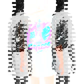 Retro Purple Grape 5 Team Matching Black Women's Oversized Comfort T-Shirt Back Print - Thegiftio