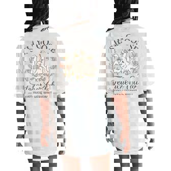 Silly Goose Teacher Club Teacher Appreciation Women's Oversized Comfort T-Shirt Back Print | Mazezy