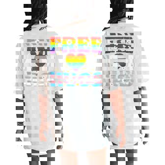 Gay Pride Month Free Mom Hugs Lgbtq Ally Trans Women Women's Oversized Comfort T-Shirt Back Print | Mazezy