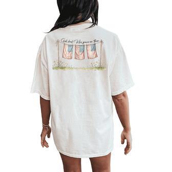 God Shed His Grace On Thee Christian 4Th Of July Usa Flag Women's Oversized Comfort T-Shirt Back Print - Thegiftio UK
