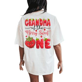 Grandma Of The Berry Sweet One Strawberry First Birthday Women's Oversized Comfort T-Shirt Back Print - Thegiftio UK