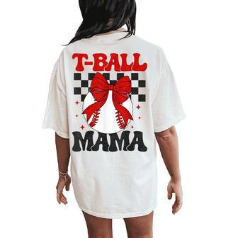 Groovy Tball Mom Softball T-Ball Mama Checkered Women's Oversized Comfort T-Shirt Back Print - Thegiftio UK
