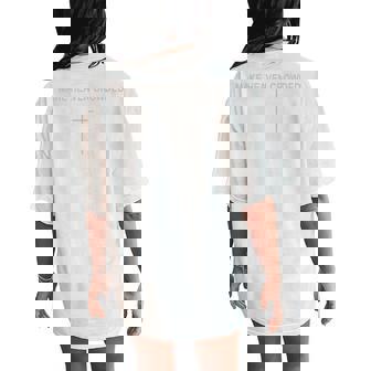 Make Heaven Crowded Cross Subtle Christian Faith Minimalist Women's Oversized Comfort T-Shirt Back Print | Mazezy