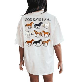 Horses God Says I Am Cute Christian N Girl Jesus Love You Women's Oversized Comfort T-Shirt Back Print - Thegiftio UK
