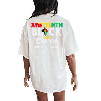 Junenth Black Queen Nutritional Facts Freedom Day Women's Oversized Comfort T-Shirt Back Print - Thegiftio