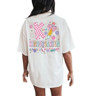 K Is For Kindergarten Teacher Coquette Bow Back To School Women's Oversized Comfort T-Shirt Back Print - Thegiftio UK