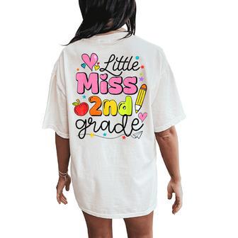 Little Miss 2Nd Grade Back To School Cute Second Grade Girls Women's Oversized Comfort T-Shirt Back Print - Thegiftio UK