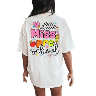 Little Miss Preschool Back To School Cute Preschool Girls Women's Oversized Comfort T-Shirt Back Print - Thegiftio UK