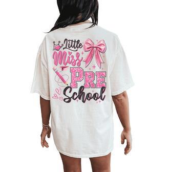 Little Miss Preschool Back To School First Day Of Prek Girl Women's Oversized Comfort T-Shirt Back Print - Thegiftio UK