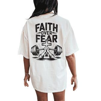 Men's Faith Over Fear Christian Workout Gym Jesus Graphic Women's Oversized Comfort T-Shirt Back Print - Thegiftio UK