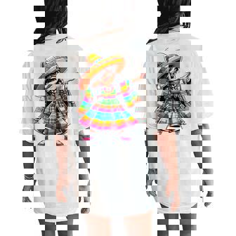 Mexican Dabbing Girl Poncho Sombrero Cinco De Mayo Women's Oversized Comfort T-Shirt Back Print - Monsterry