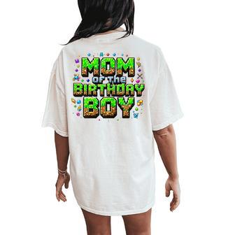 Mom Of The Birthday Boy Game Pixel Number Birthday Party Women's Oversized Comfort T-Shirt Back Print - Thegiftio UK