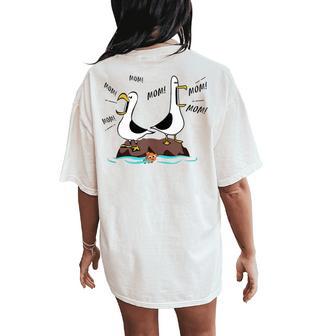 Mom Mom Mom Seagull Family Mother Women's Oversized Comfort T-Shirt Back Print - Monsterry