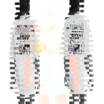 Mommy Of The Birthday Girl Party Blue Dog Lover Matching Women's Oversized Comfort T-Shirt Back Print | Seseable UK