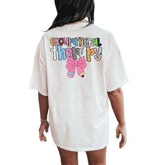 Occupational Therapy Ot Pencil Bow Back To School Cota Women's Oversized Comfort T-Shirt Back Print - Thegiftio UK