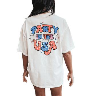 Party In The Usa 4Th Of July America Independence Girl Women Women's Oversized Comfort T-Shirt Back Print - Thegiftio UK
