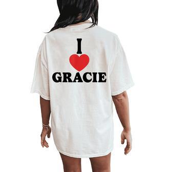 Personalized Name Gracie I Love Gracie Heart Groovy Women's Oversized Comfort T-Shirt Back Print - Thegiftio UK