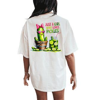Pickle Just A Girl Who Loves Pickles Food Lover Women's Oversized Comfort T-Shirt Back Print - Thegiftio UK