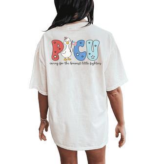 Picu Caring For The Bravest Little Fighters Nurse 4Th July Women's Oversized Comfort T-Shirt Back Print - Thegiftio