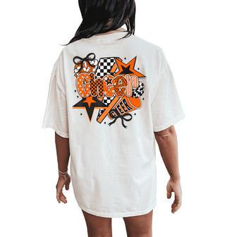 Preppy Cheer Game Day Cheer Mom Cheerleader Go Cheer Orange Women's Oversized Comfort T-Shirt Back Print - Thegiftio UK