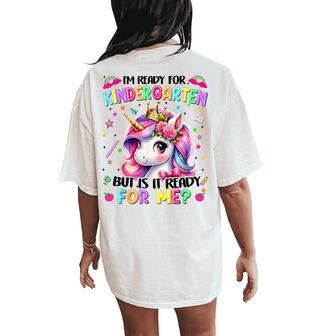 Im Ready For Kindergarten Unicorn First Day Of School Girls Women's Oversized Comfort T-Shirt Back Print - Thegiftio UK