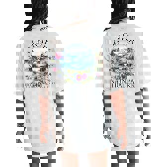 Retro Floral Glacier National Park Hiking Camping Outdoor Women's Oversized Comfort T-Shirt Back Print - Thegiftio