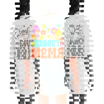 Retro Groovy Mema For Mother's Day Hippie Flower Women's Oversized Comfort T-Shirt Back Print - Monsterry