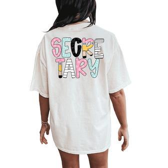 Retro Secretary Back To School Teacher Appreciation Women's Oversized Comfort T-Shirt Back Print - Thegiftio UK