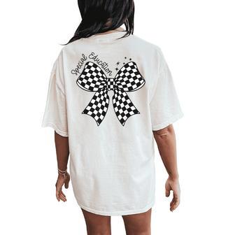Retro Special Education Squad Coquette Bow Sped Teacher Women's Oversized Comfort T-Shirt Back Print - Monsterry