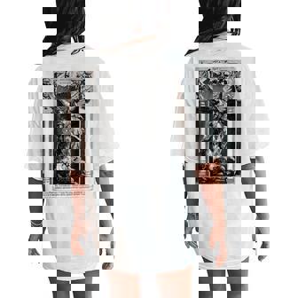 Saint Michael The Archangel Defeating Satan Christian Women's Oversized Comfort T-Shirt Back Print - Monsterry