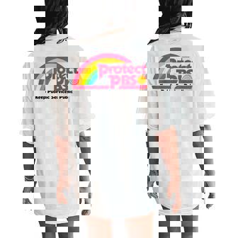 Save PBS Keep Public Services Public Rainbow Women's Oversized Comfort T-Shirt Back Print | Mazezy
