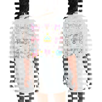 School Pencils And Bows Teacher Bow Coquette Pencil Girls Women's Oversized Comfort T-Shirt Back Print | Mazezy