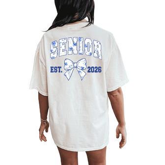 Senior Class Of 2026 Graduation Girly Floral Coquette Bow Women's Oversized Comfort T-Shirt Back Print - Thegiftio UK