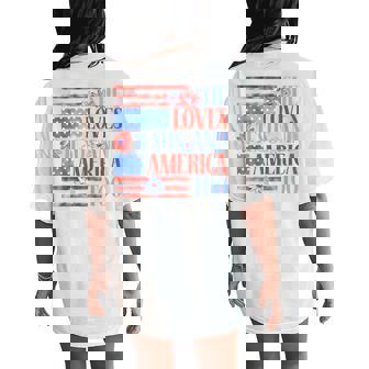 She Loves Jesus And America Too Usa Flag Floral 4Th Of July Women's Oversized Comfort T-Shirt Back Print - Thegiftio