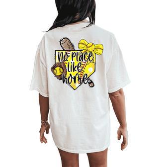 Softball No Place Like Home Sports Mom Retro Women's Oversized Comfort T-Shirt Back Print - Thegiftio UK