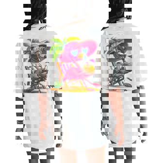 Summer Vibes Pink Flamingo Beach Palm Tree Summer Vacation Women's Oversized Comfort T-Shirt Back Print | Mazezy