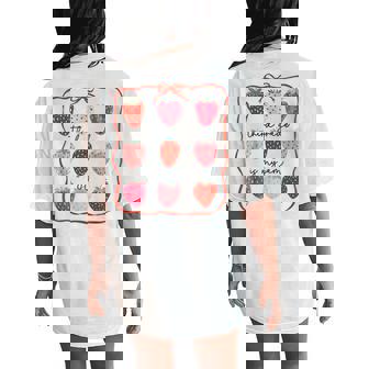 Third Grade Is My Jam Strawberry Third Grade Teacher Women's Oversized Comfort T-Shirt Back Print | Mazezy